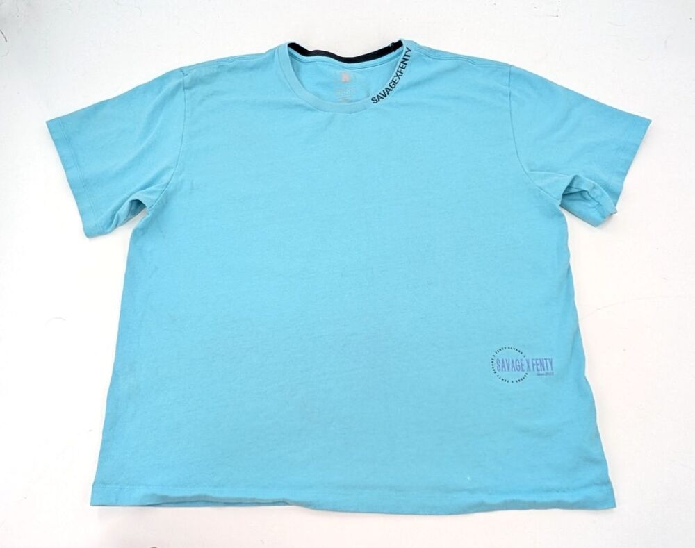 Savage X Fenty By Rihanna Blue Heavy Jersey Logo Short Sleeve T-Shirt Size L